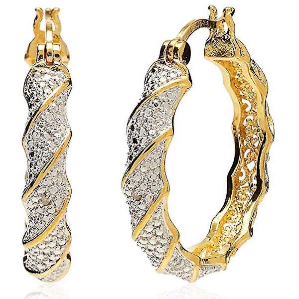 Two-color Diamond Twisted Hoop Earrings Women's Jewelry Gifts