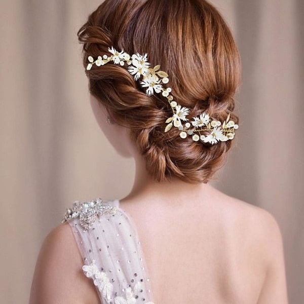 Kvinner blomst pannebånd med bånd brude krone blomst hår tilbehør for bryllup