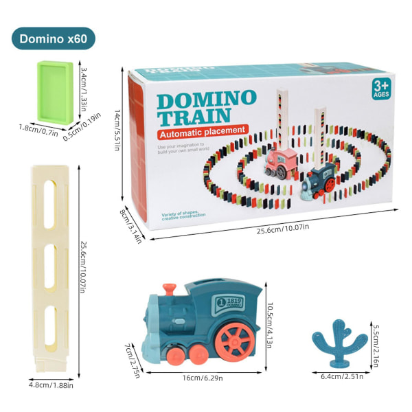 Automaattinen dominojuna - 60/80/100 kpl, päivitetty sähköinen junadominosetti lelut Multicolor 100pcs