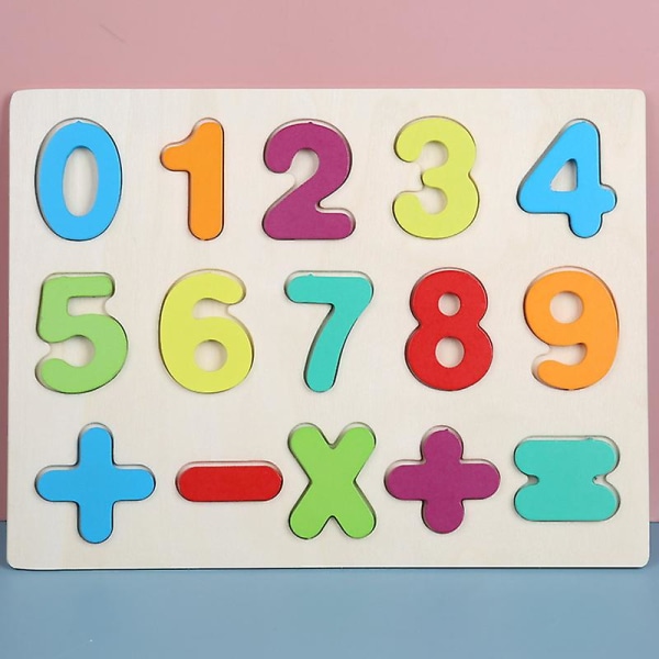 Trä alfabet och nummer pussel lärande brädspel pedagogisk leksak gåva för barn