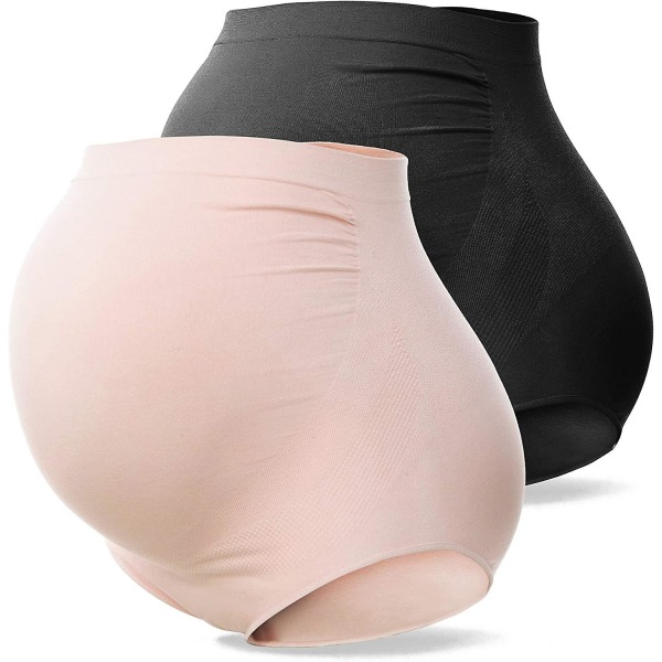 Underkläder för gravida kvinnor med hög midja Graviditet Sömlösa mjuka hipstertrosor över bump50-140 kg2st