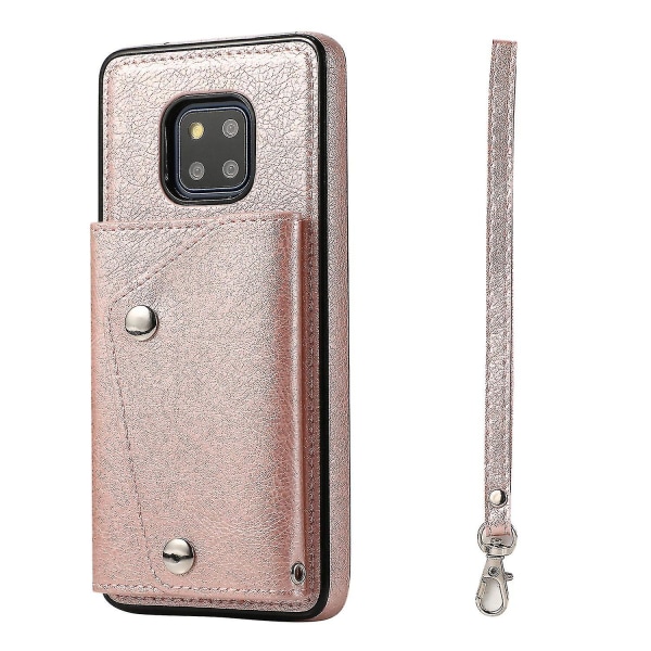 Handgjort Pu- case för Huawei Mate 20 Pro med korthållare, plånboksfunktion, stödfunktion, fallskydd Rose Gold