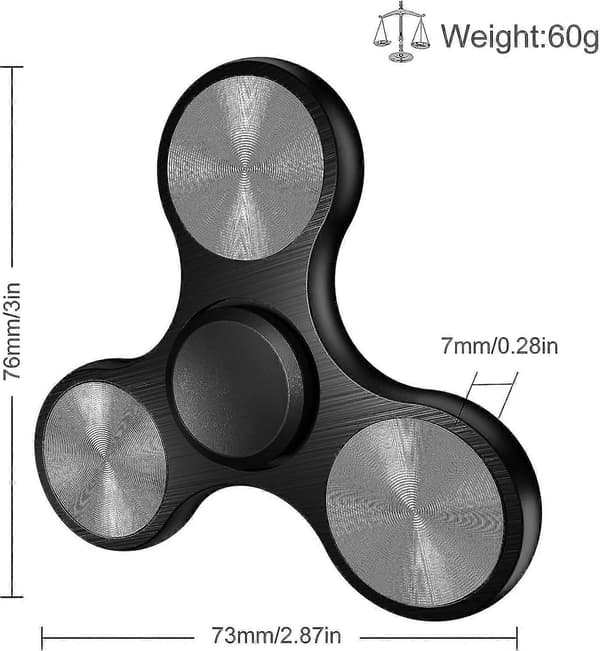 Fidget Spinner-legetøj i rustfrit stål - højpræcision til stresslindring Black