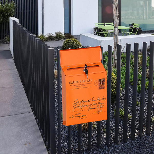Postboks Forslagsboks Rustikk stil Veggmontert med låsing Secure Vibrant Color Workplace Feedback Box Orange A