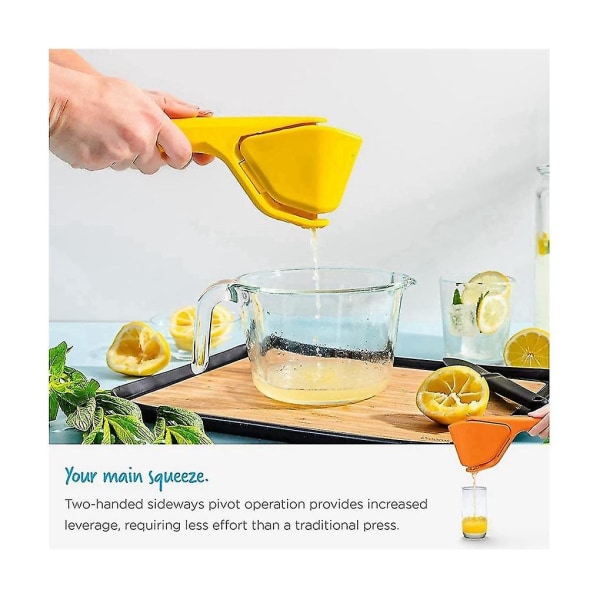 Citronfluicer, lättpressad manuell citronsaftpress, juicepress som viks platt för platsbesparande förvaring.