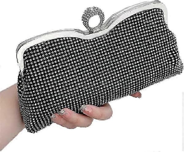 Rhinestone dameclutch (svart)