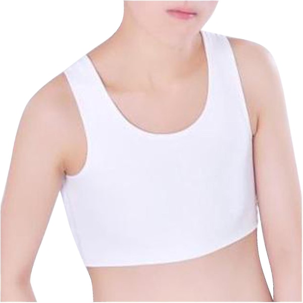 Mote kompresjon brystbinder kvinner ermeløs vest solid korte tank topper White M
