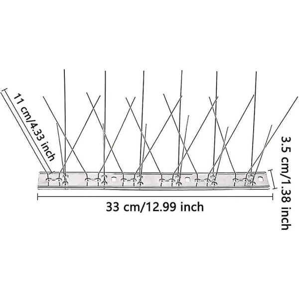 4 stk fuglepigger i rustfritt stål, fuglepigger i stål, antiduepigger, fugleavvisende pigger, for balkongtak og vinduer, 33 cm
