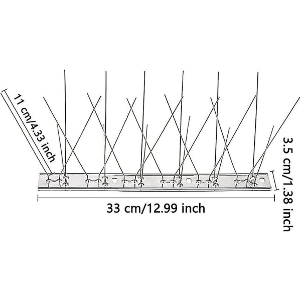 4 stk rustfrie fuglespikes i rustfritt stål, fuglespikes, anti-duespisser, fugleskremselspiker, for balkongtak og vinduer, 33 cm