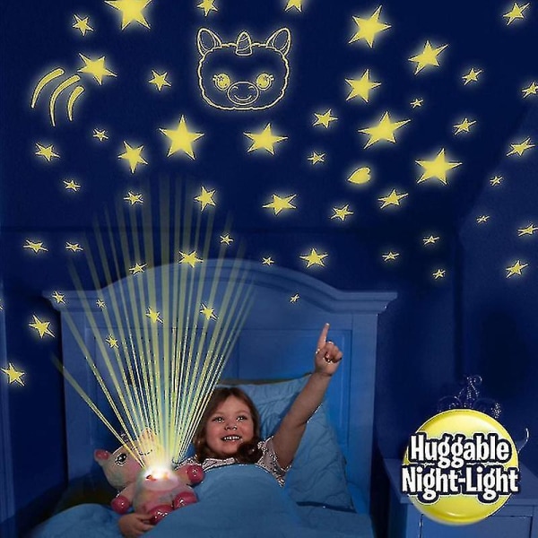 Creative Childrens Projection Night Light Pehmo Animal Night Light Söpö sininen pentu-Yvan Blue bear