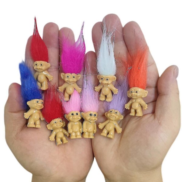 10 stk Mini Lykke Troll Dukker Pvc Vintage Troll Dukker Lykke Dukke Actionfigurer Søte Små Gutter Samling Skolefest Gaver