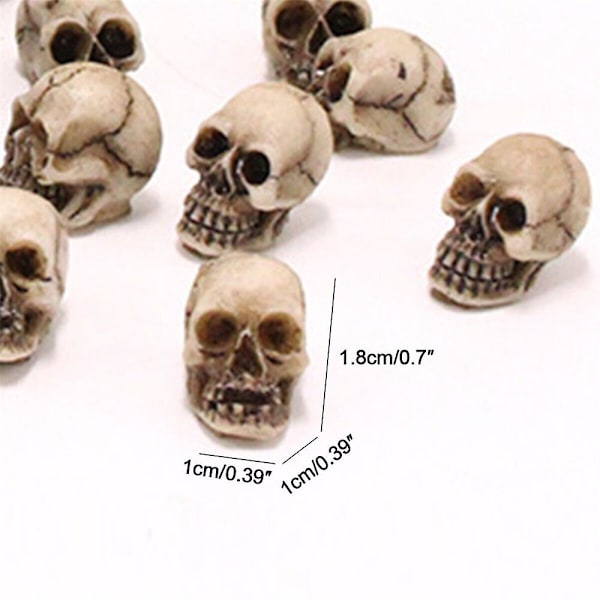 20 st/set Halloween Mini Skulls Realistiska Skulls Miniatyr Harts Human Skelett Huvud Skalle För Vas Bar Hem Tabell Dekor