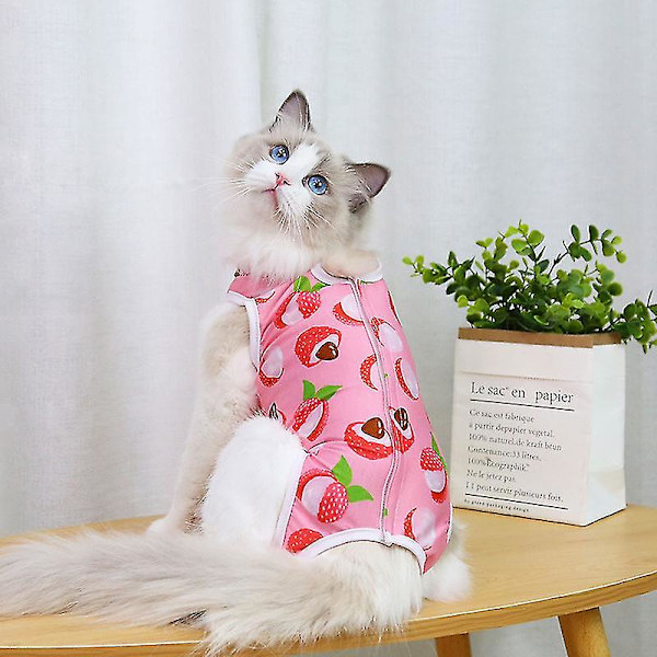 Katt återhämtningsdräkt Katt sterilisering kläder Andningsbar krage alternativ Red L