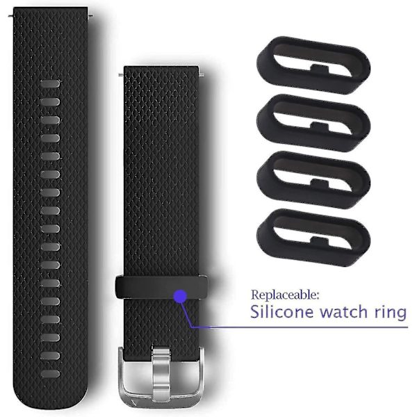 10 stk. Remstropp for klokke, kompatibel med Garmin Vivoactive 3 & Music Secure Silikonring - (svart)