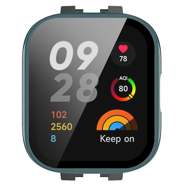 För Xiaomi Redmi Watch 3 Pc skyddande fodral med härdat glass skärmskydd Smart Watch Anti-fall Cover Green