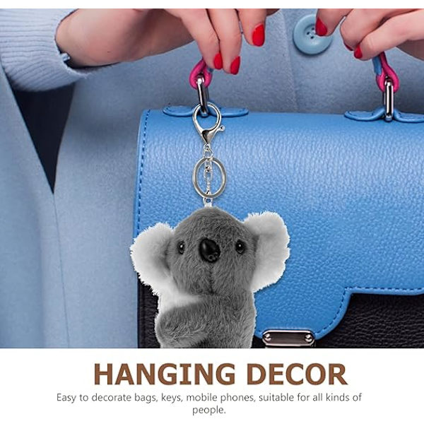 Gosedjur Koala Nyckelringar Plyschdjur Nyckelring Hänge Mini Fluffig Söt Djur Nyckelring Björndryckes Charms Kawaii Nyckelhållare för Väska Bilnyckel Handväska