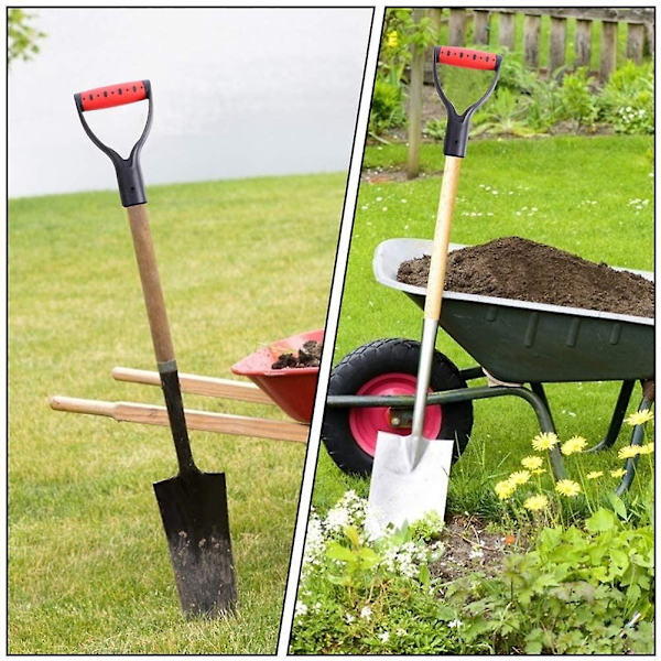 2 stk. Spade D-håndtak i plast, godt håndtilbehør for snøspade, graving og raking Red  Black