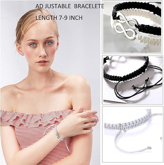 2 stk/sæt rustfrit stål 8 uendelighed par armbånd flettet læder