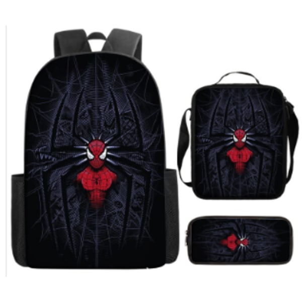 Spider-Man Ryggsäck Skolväska Pennfodral Lunchväska Tredelad Set