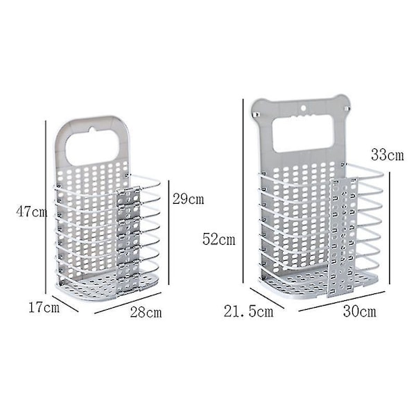 Hjemmevaskeromskurv Veggmontert Pustende Sammenleggbar Skittentøyskurv Baderomstøy Oppbevaringskurver Vaskerom Organizer Ns2 Gray S