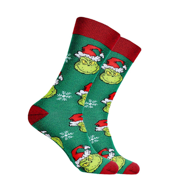 Par af nye jule-sokker med Grinch i bomuldsdesign 3 pattern 3 one size fits all