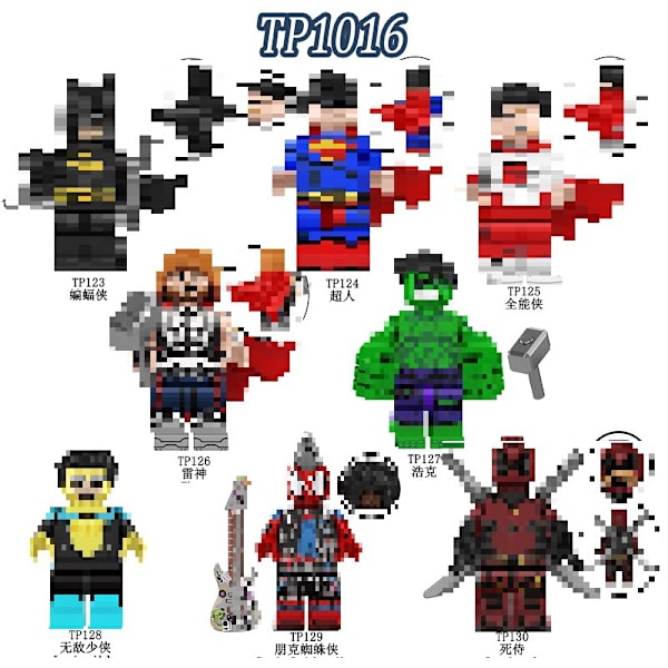 TP1016 Tredjeparts oöverträffad ung hjälte Hulk punk Deadpool byggklossar minifigur barns monteringsleksaker