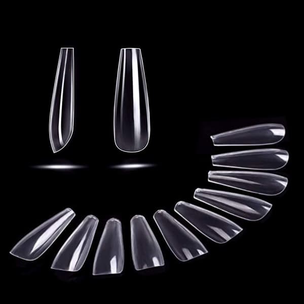 Long False Nails - Transparent Acrylic Nails Coffin Shaped Ballerina Nails