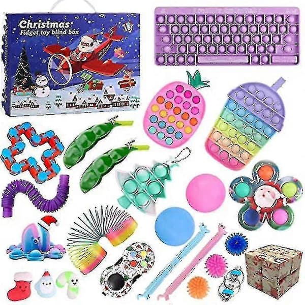 Fidget Adventskalender Jul Nedräkningskalender 24 Dagar Sensoriska Fidget Leksaker Set Presentaskar