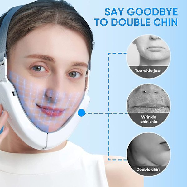 Dobbelthage Reducer Maskine, Ems Ansigtsløftningsmaskine, Elektrisk V-face Shaping Beauty Belt, Fastgørende Ansigtsmassager