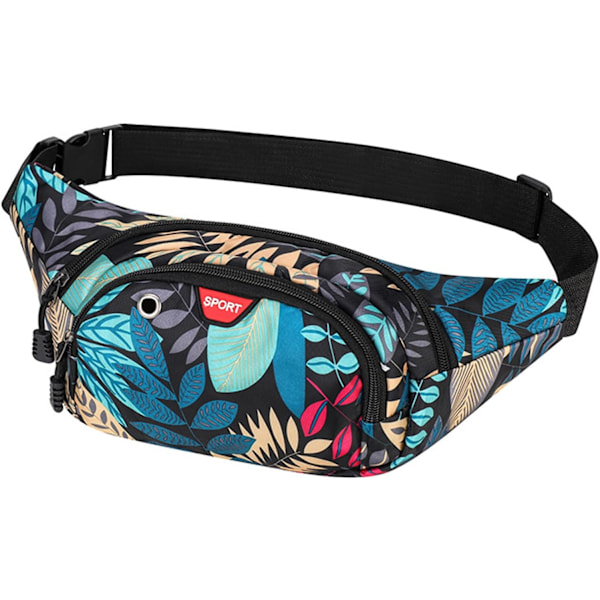 Bumbag midjeväska magväska för kvinnor blå mode bumbags för damer med 3 dragkedjefickor justerbart bälte vattentät bumbag för hundpromenader