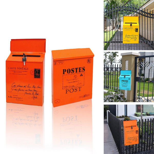 Postkasse Forslagsboks Rustik stil Vægmonteret med Låsning Sikker Vibrant Color Workplace Feedback Box Yellow A