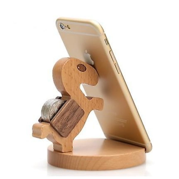 Söpö koiran kännykkätelineen teline Puinen älypuhelimen pöytäteline kaikille matkapuhelimille Eläinpuhelintelineen pöytäkoriste