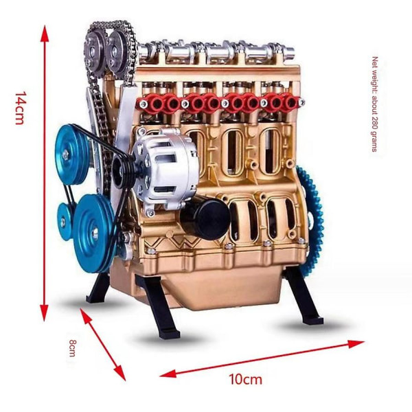 4-sylinterinen autom moottorin malli, aikuisen malli, moottorin malli, työpöydän moottorin malli, hartsi taide malli moottorin malli, luova pöytäkoriste käsityöt sisustus-10*8*14cm