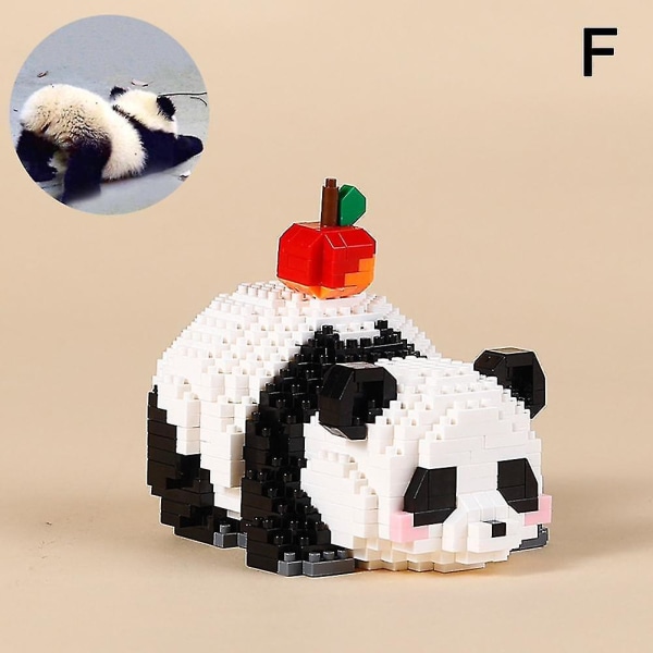 Söt tecknad set - Panda byggklossar pedagogisk leksak för barn Overhead Apple