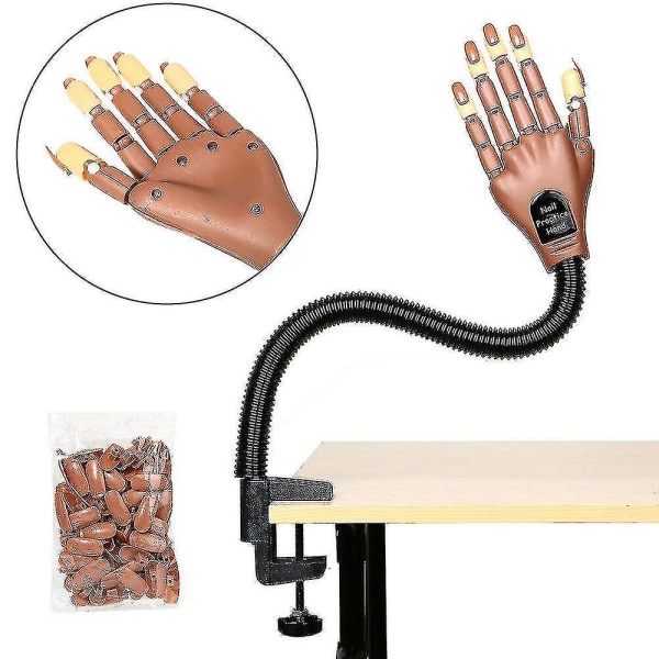 Nail Art Justerbar Training & Practice Geltips Modell Hånd - Brun