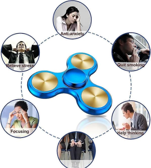 Fidget Spinner-legetøj i rustfrit stål - højpræcision til stresslindring A-blue-solid