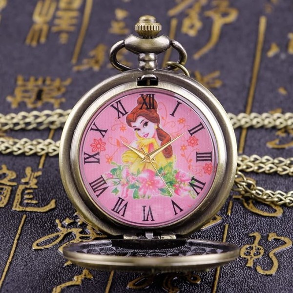 Alice in Wonderland Pocket Watch Themed Bronze Quartz Steampunk Pocket Watches Birthday Xmas Gift for Kids