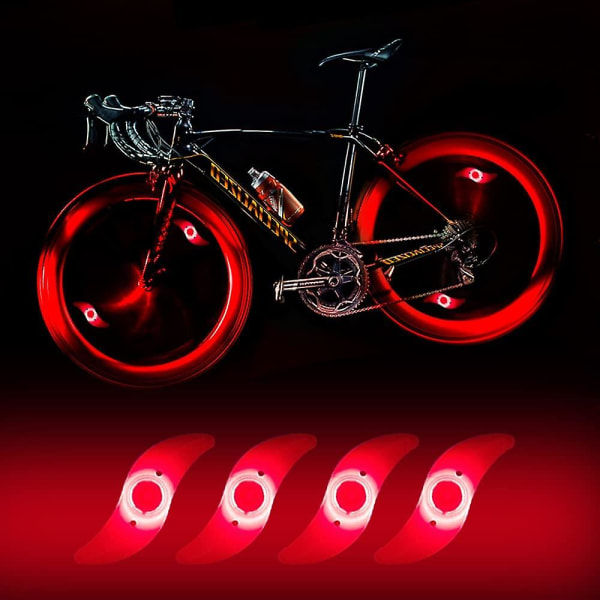 4 X Led cykelhjulslampa, vattentät led cykelhjulsljus med 3 blinkande lägen Led cykelhjulslampa för vuxen och barncykel - röd