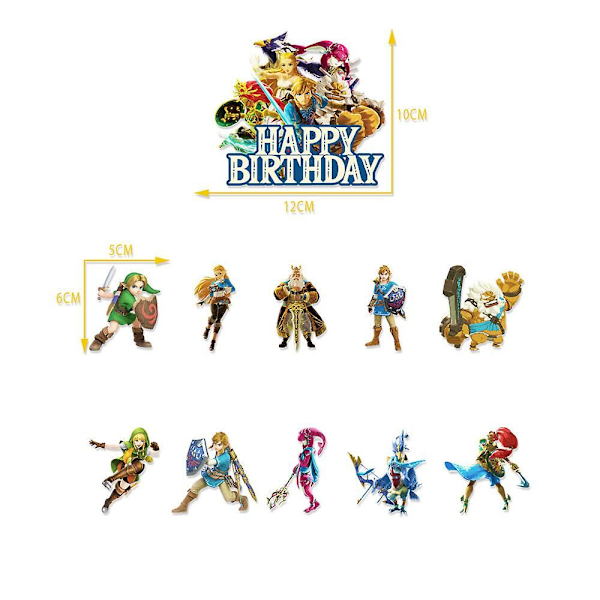 The Legend Of Zelda Spillfest-Ballongsett med Banner, Kake- og Cupcakespyd, Dekorasjonsartikler og Gaver