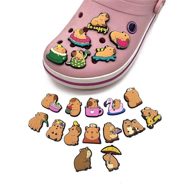 20 stk. Jibbitz Charms til Crocs Clog Capybara Søde Tegneserie Sko Dekoration Tilbehør