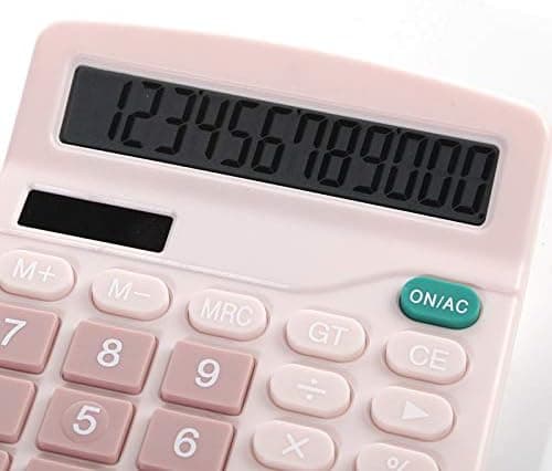 Desktop Solar Calculator - 12-Digit Display - Accounting Tool for Office, Home, School Pink