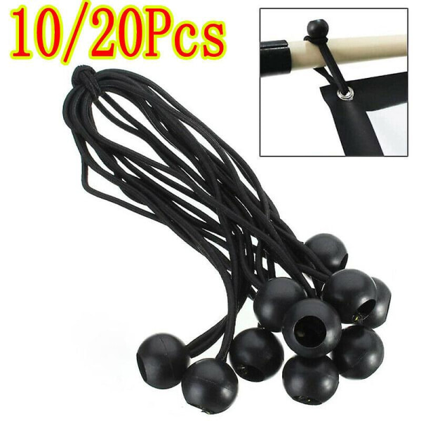 10 st/20 st plastboll, hög elastisk rep, rem, studsmatta, tältbagage, elastisk rep, rem, boll, svart 20PCS