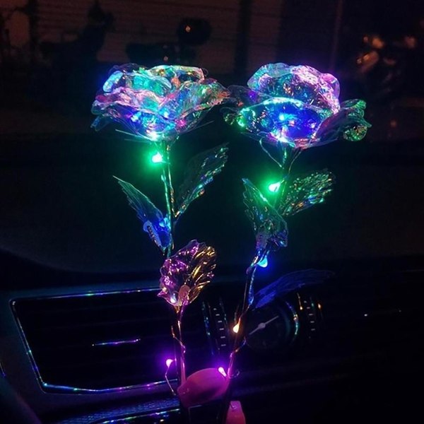 Simulation Rose Immortal Valentines Bouquet Gold Foil Anniversary Festival LED Flower for Home No Light