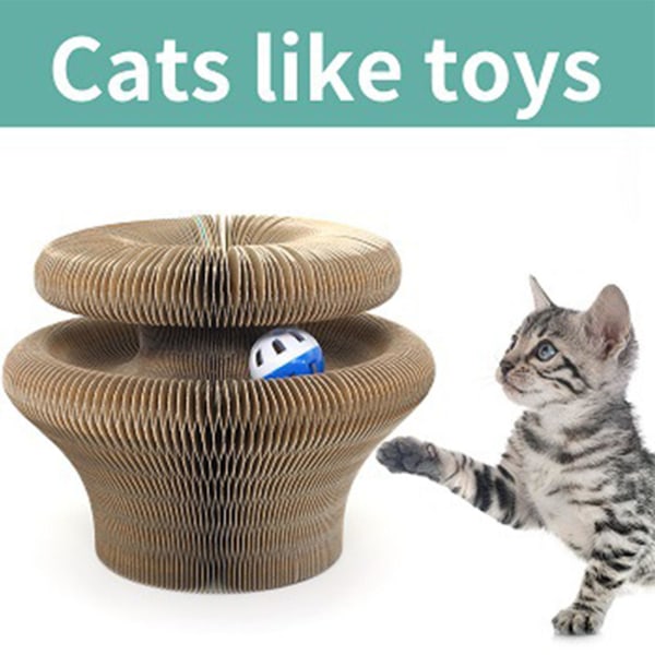 Katteskrabebræt med boldbane og harmonikalegetøj til interaktiv leg og fysisk træning - Pædagogisk legetøj til killinger og katte