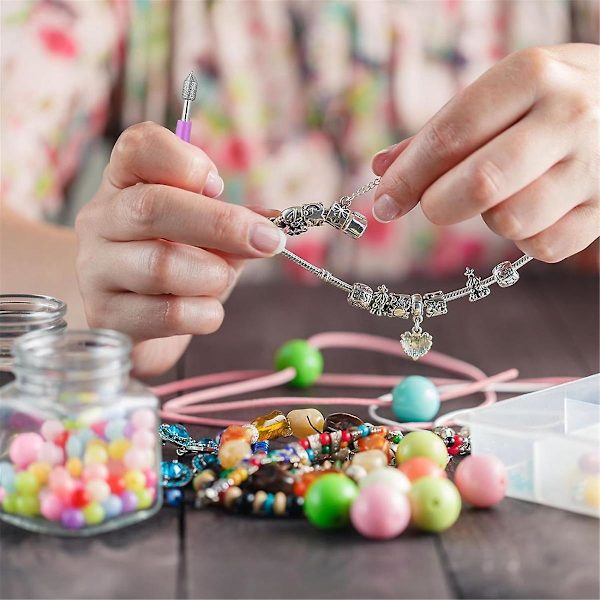 10 kappaletta helmenrei'ityökaluja korujen valmistukseen - Terävä helmenrei'itin - Helmityökalut - Helmenreiän suurentamistyökalu DIY-töihin Purple