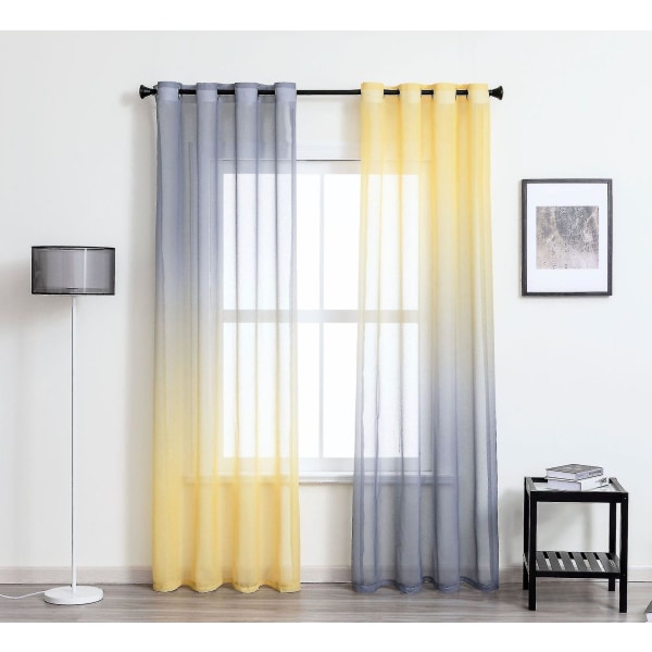 Skira gardiner med öljetter för upphängning, voile för vardagsrum Sovrum Modern Minimalistisk Tvåfärgad Gradient Gaze Gardin Gaze Gardin Is N