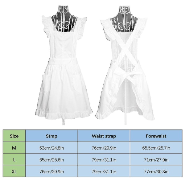 Retro Ruffle Esiliina Fancy Cute Valkoinen Esiliina Keittiöön Ruokaan Leivontaan Siivoukseen Neitoasu - 2023 XL