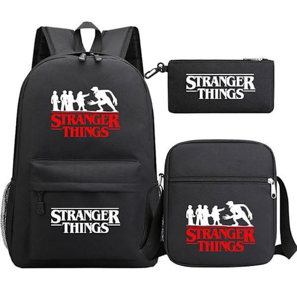 Stranger Things Ryggsäck 3-Dels Set Student Skolväska Canvasväska 4 4