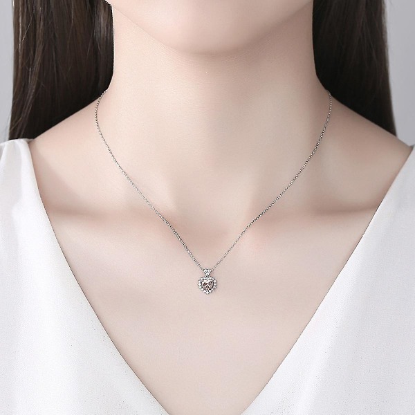 925 Sterling sølv Morganite anheng halskjede hjerteform Gemstone Birthstone for kvinner