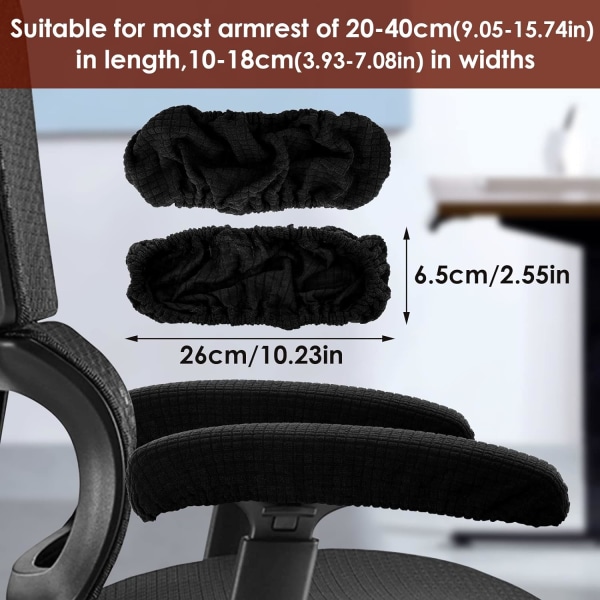 2 kpl toimistotuolin käsinojan päälliset Joustavat polyesterikäsinojan päälliset lievittävät kyynärpään epämukavuutta (pituus 40 cm) (musta)